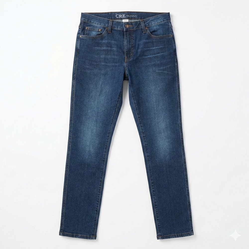 CRE Denim Mens Slim Fit Jeans Deep Blue